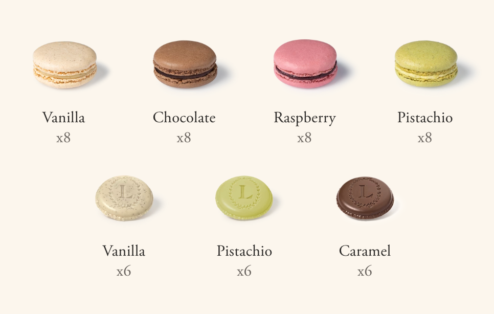 LADURÉE Schubladenschachtel mit 32 Macarons und 18 Eugénie