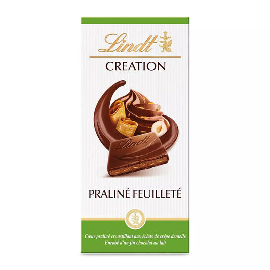 Lindt Création Tablette de Chocolat au Lait Praliné Feuilleté 150g