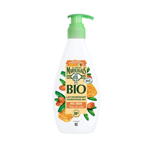 LE PETIT MARSEILLAIS Moisturizing Body Milk Organic Honey & Argan 250ml Pump Bottle