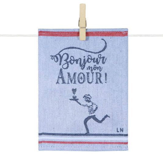 Para tapas "Bonjour mon amour" garçon tissé par la Maison Moutet