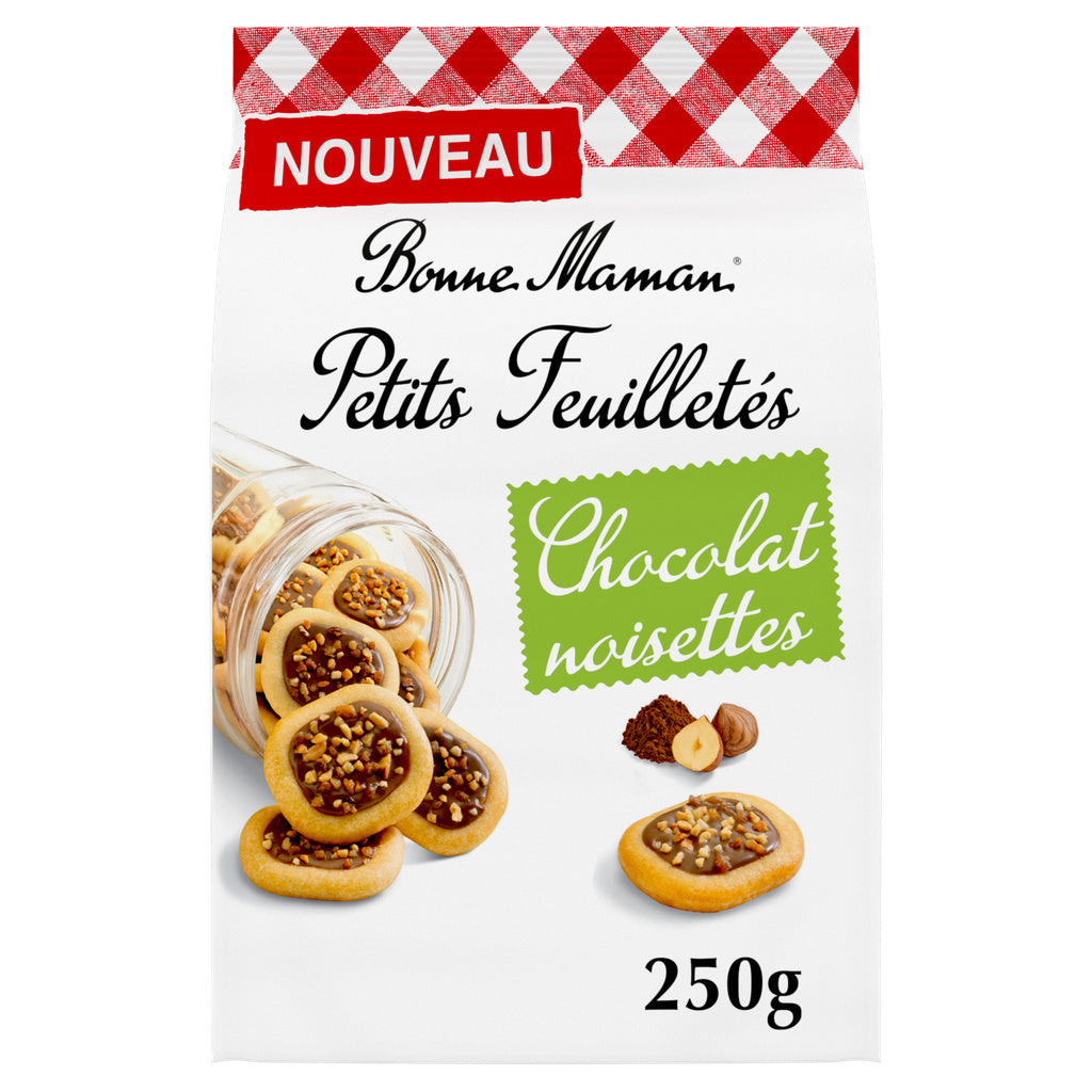 BONNE MAMAN Biscuits petits feuilletés chocolat noisettes x43