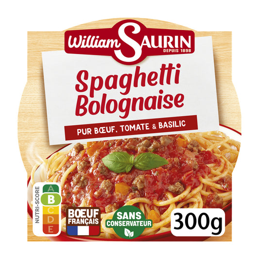 WILLIAM SAURIN Spaghetti bolognaise pur bœuf tomate et basilic 300g