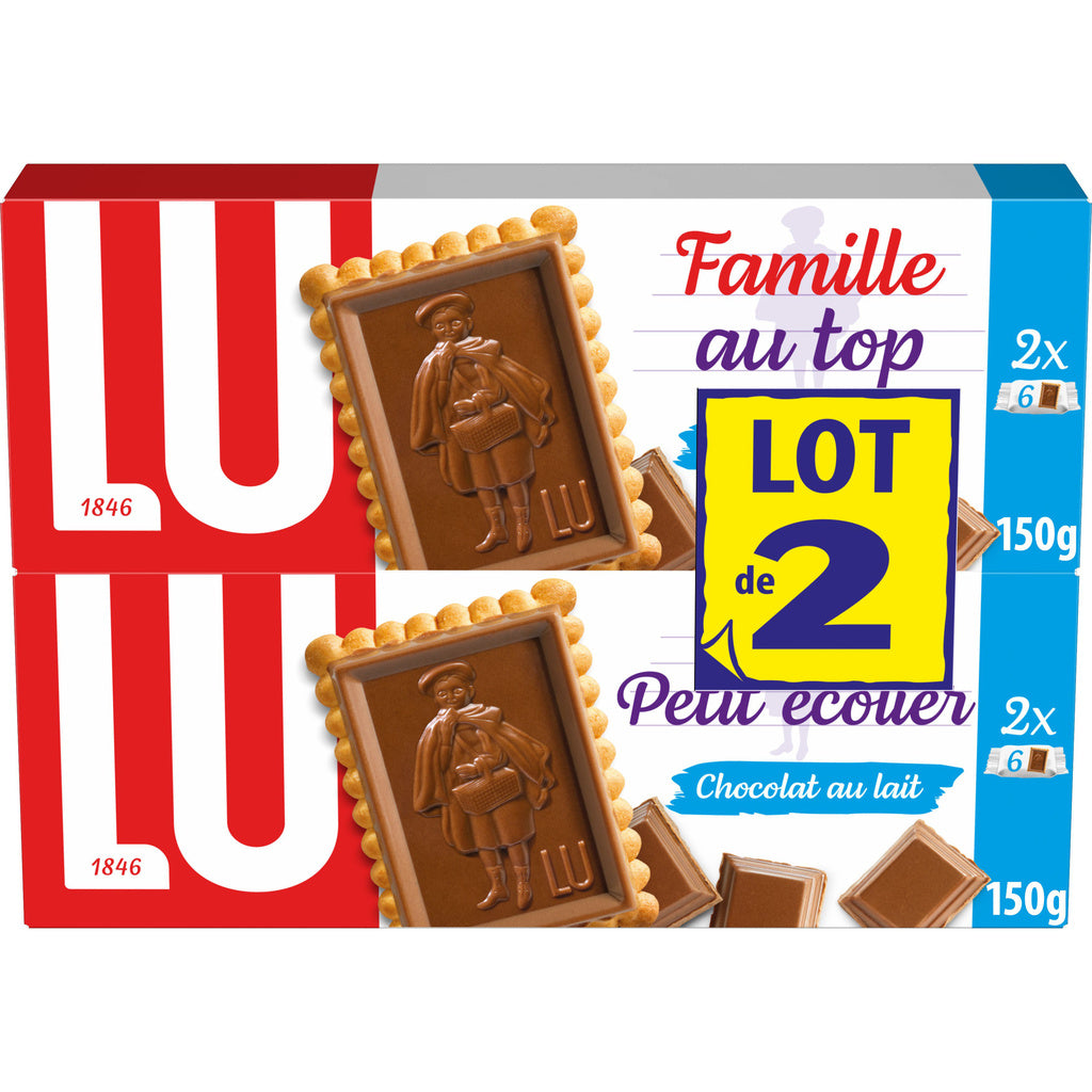 LU Petit Ecolier - Petit beurre avec tablette chocolat au lait 2x150g