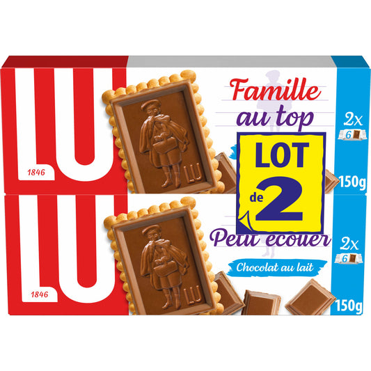 LU Petit Ecolier - Petit beurre avec tablette chocolat au lait 2x150g