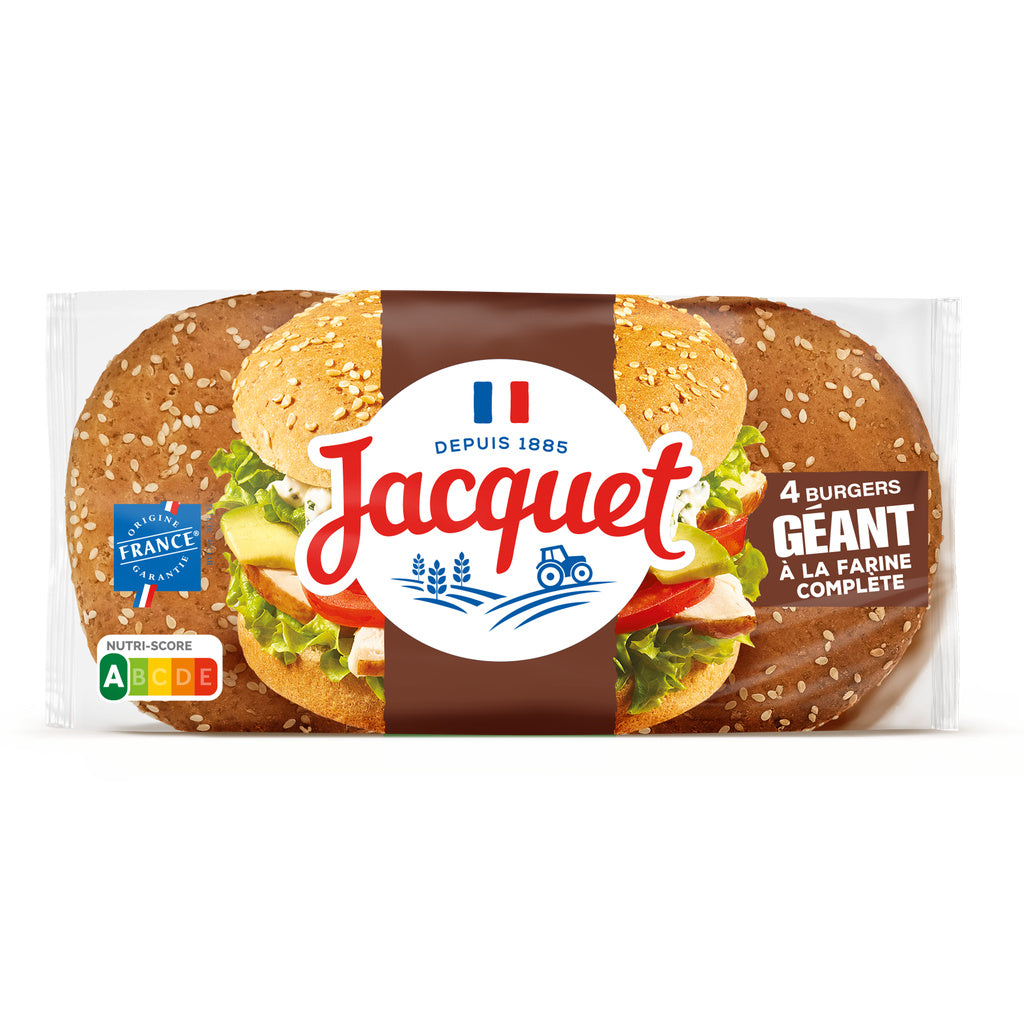 JACQUET Géant Vollkorn-Burger-Brot x4 - 330g