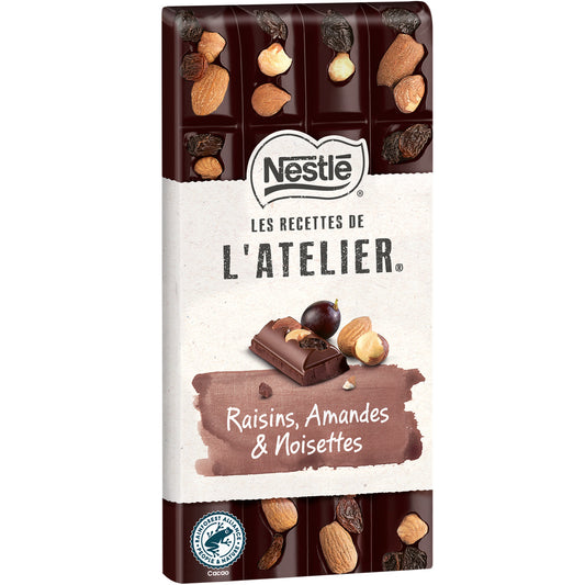 NESTLÉ Tablette de chocolat noir raisins amandes et noisettes 170g
