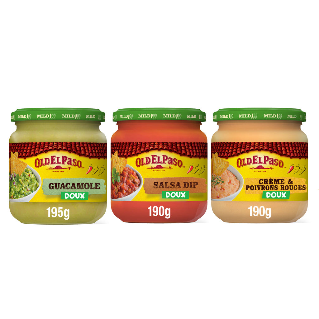 OLD EL PASO Salsa Red Pepper & Guacamole Trio Sauces (3 Pack - 575g)