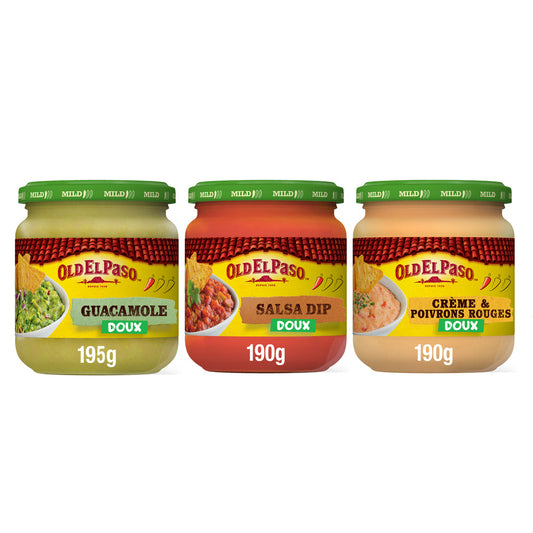 OLD EL PASO Salsa Red Pepper & Guacamole Trio Sauces (3 Pack - 575g)