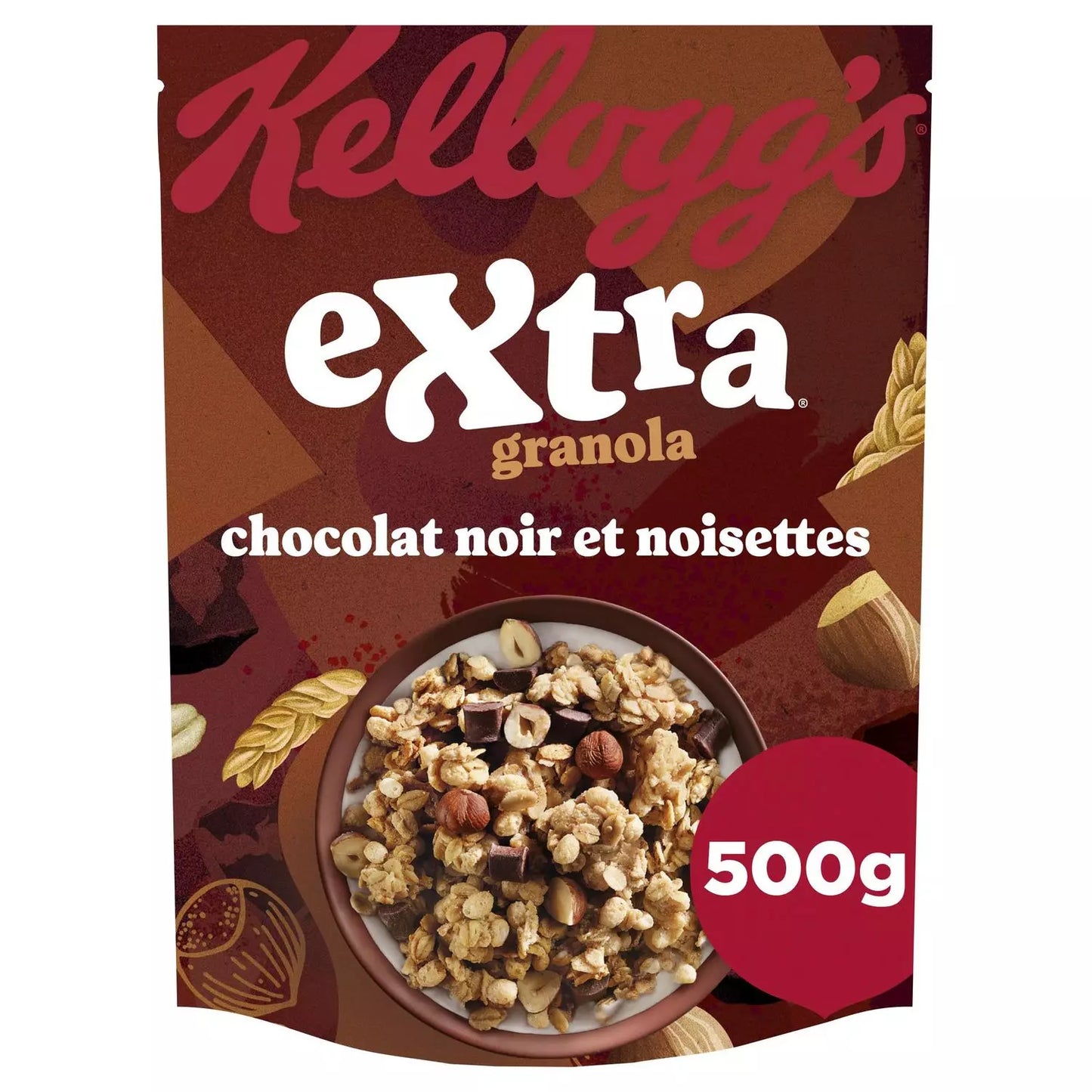 KELLOGG'S Céréales Extra Chocolat Noir Noisettes Grillées 500g