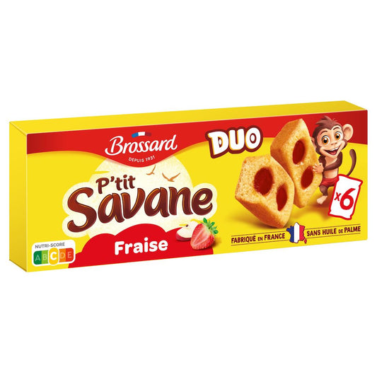 BROSSARD P'tit Savane Duo gâteaux fourrés à la fraise 150g