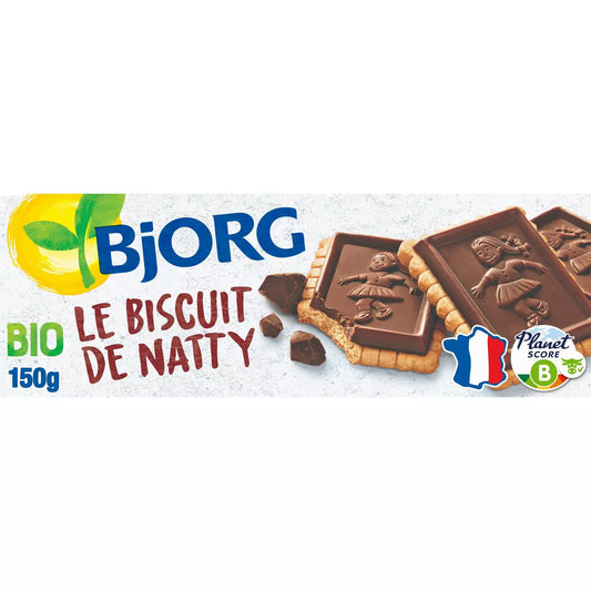 BJORG Organic Natty biscuits with chocolate bar, palm oil-free 150g