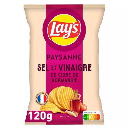 LAY'S Chips Ondulées Paysanne Saveur Sel et Vinaigre de Cidre de Normandie 120g