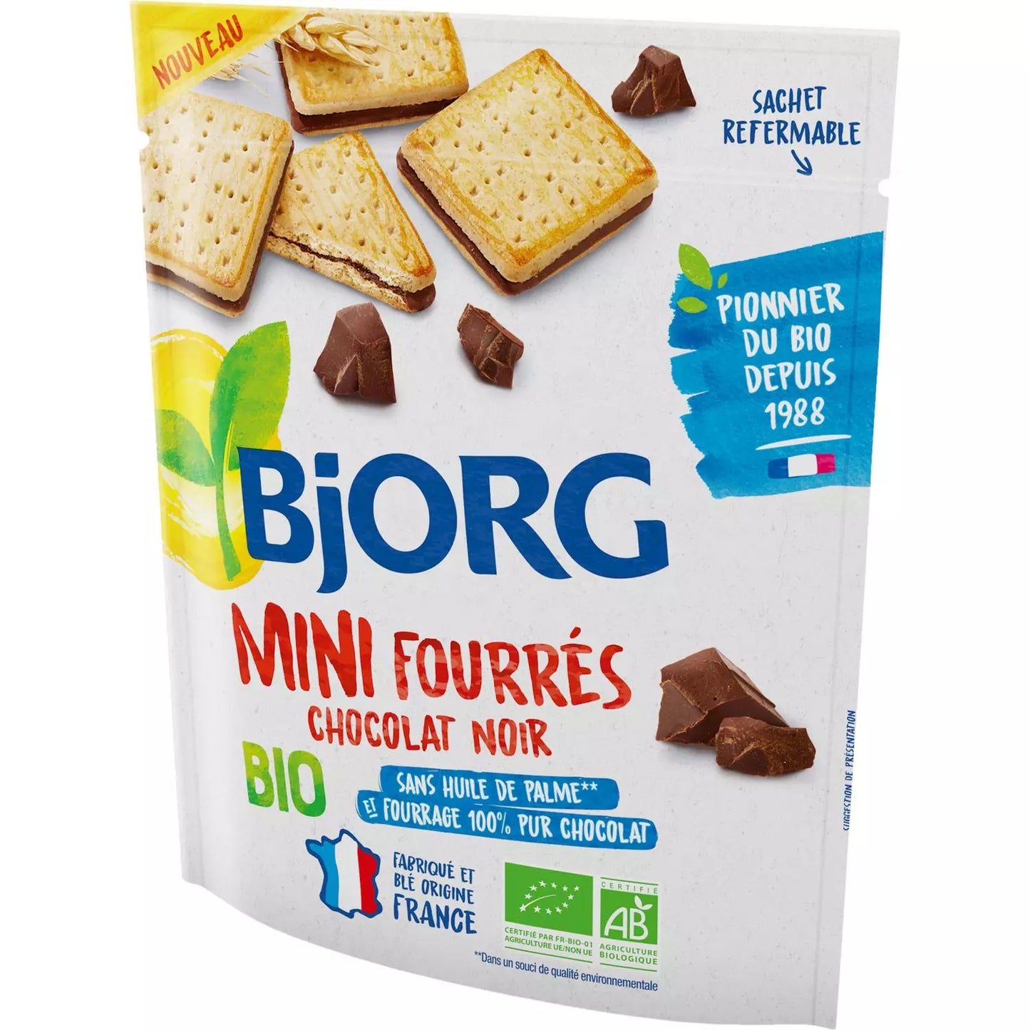 BJORG Organic mini biscuits filled with dark chocolate 180g