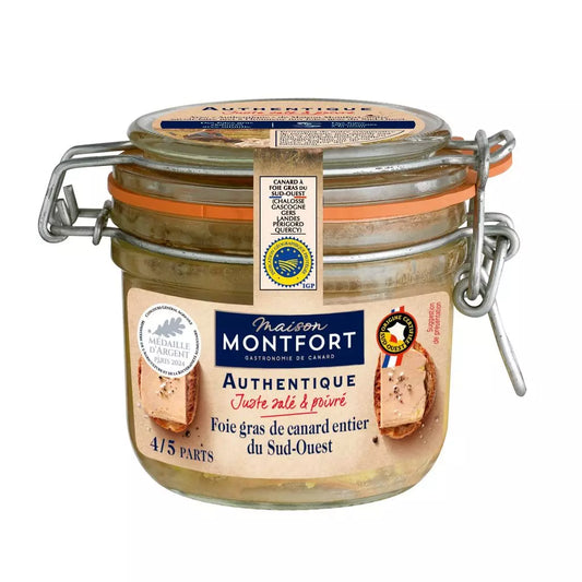 MAISON MONTFORT Whole Duck Foie Gras IGP Sud-Ouest with Salies-de-Béarn Salt in Jar – 180g