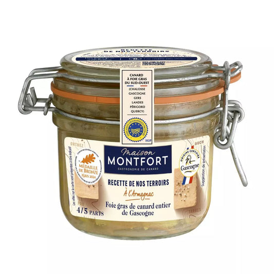 MAISON MONTFORT Whole Duck Foie Gras IGP Sud-Ouest with Armagnac in Jar – 180g