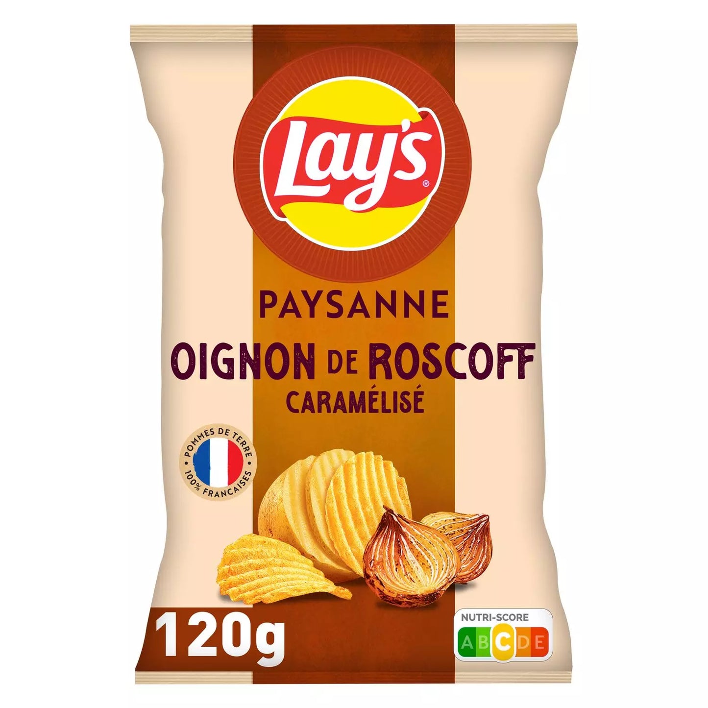 LAY'S Chips Ondulées Paysanne Saveur Oignons de Roscoff Caramélisés 120g