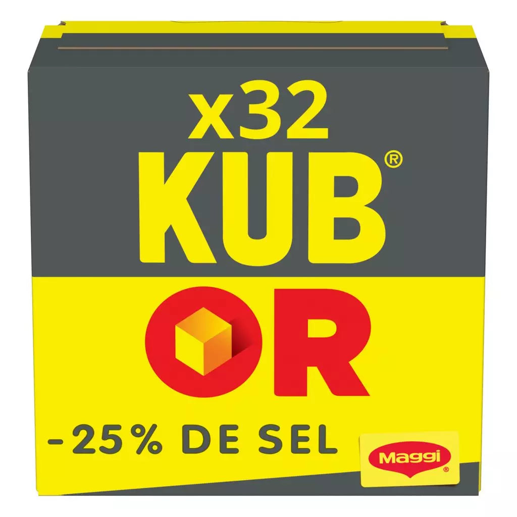 MAGGI Kub Or Bouillon with -25% Salt 100% Plant-Based (32x3.8g) 122g