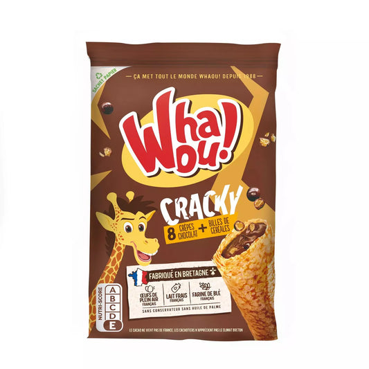 WHAOU! Cracky Chocolate Crepes with Cereal Crisps 256g (8 Crepes)