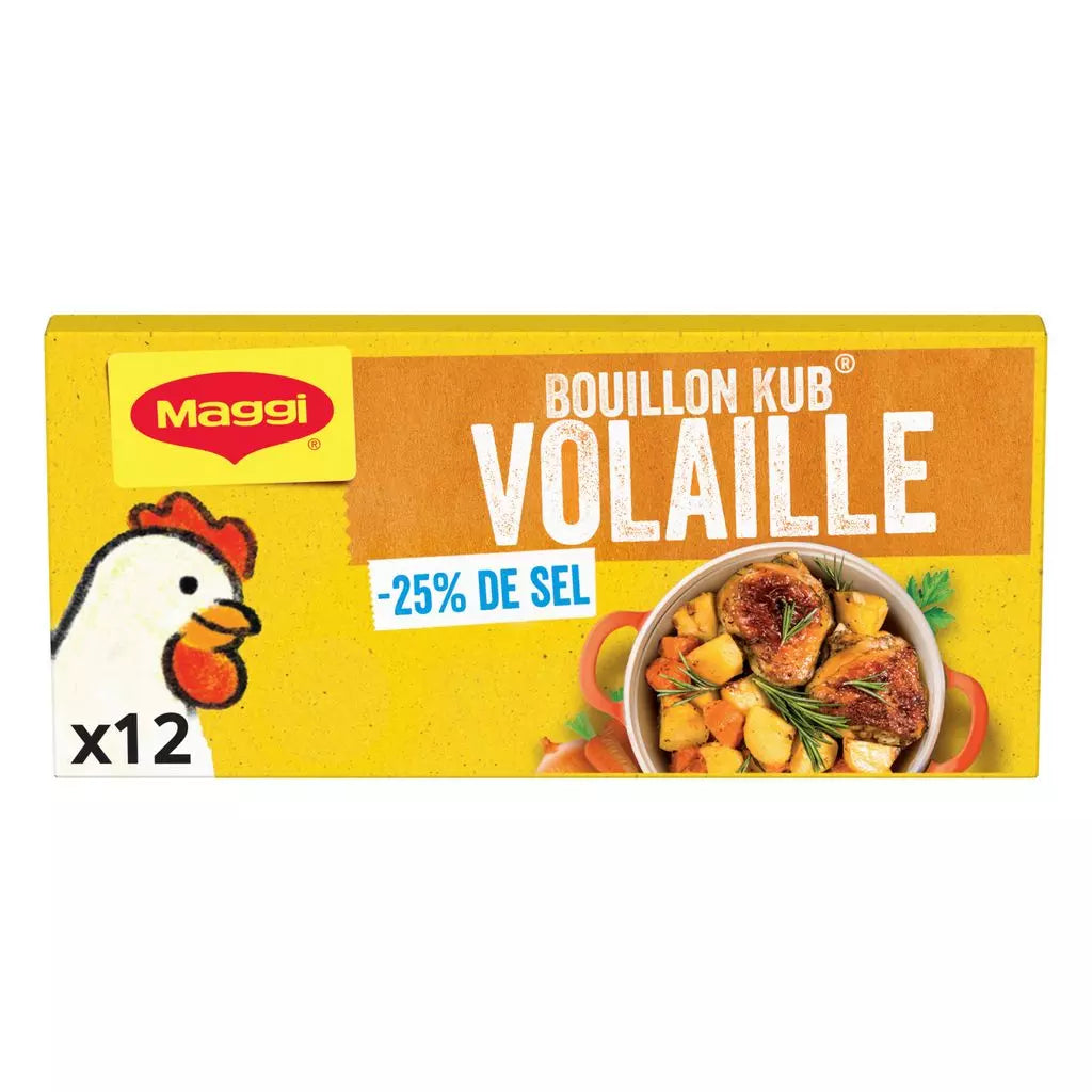 MAGGI Chicken Bouillon Cubes -25% Salt Palm Oil Free (12x10g) 120g