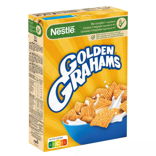 GOLDEN GRAHAMS Crispy cereal squares with baked biscuit flavour – 375g