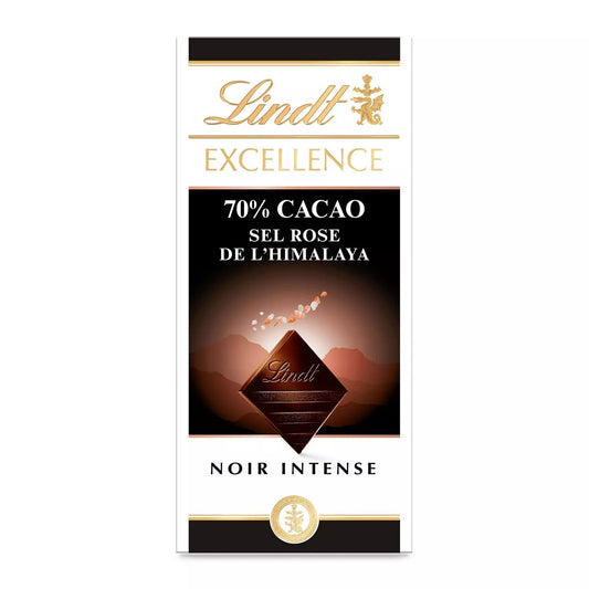 LINDT Excellence 70% dark chocolate with pink Himalayan salt 100g