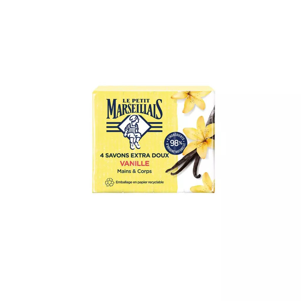 LE PETIT MARSEILLAIS Extra gentle vanilla soaps hands and body 4x100g