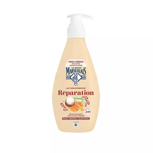 LE PETIT MARSEILLAIS 24H moisturizing repair body lotion with shea butter, aloe, and beeswax for damaged and dry skin 400ml