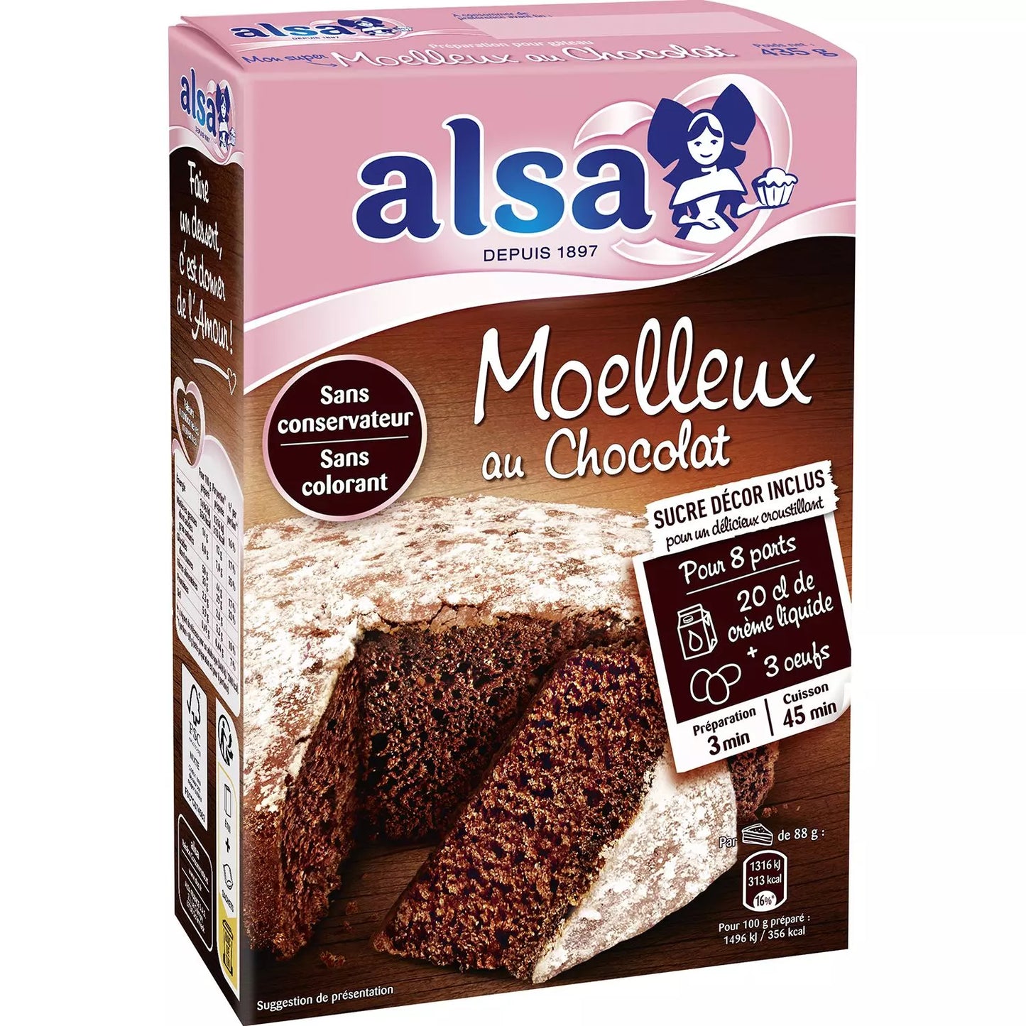 ALSA Préparation pour Gâteau Moelleux au Chocolat 435g