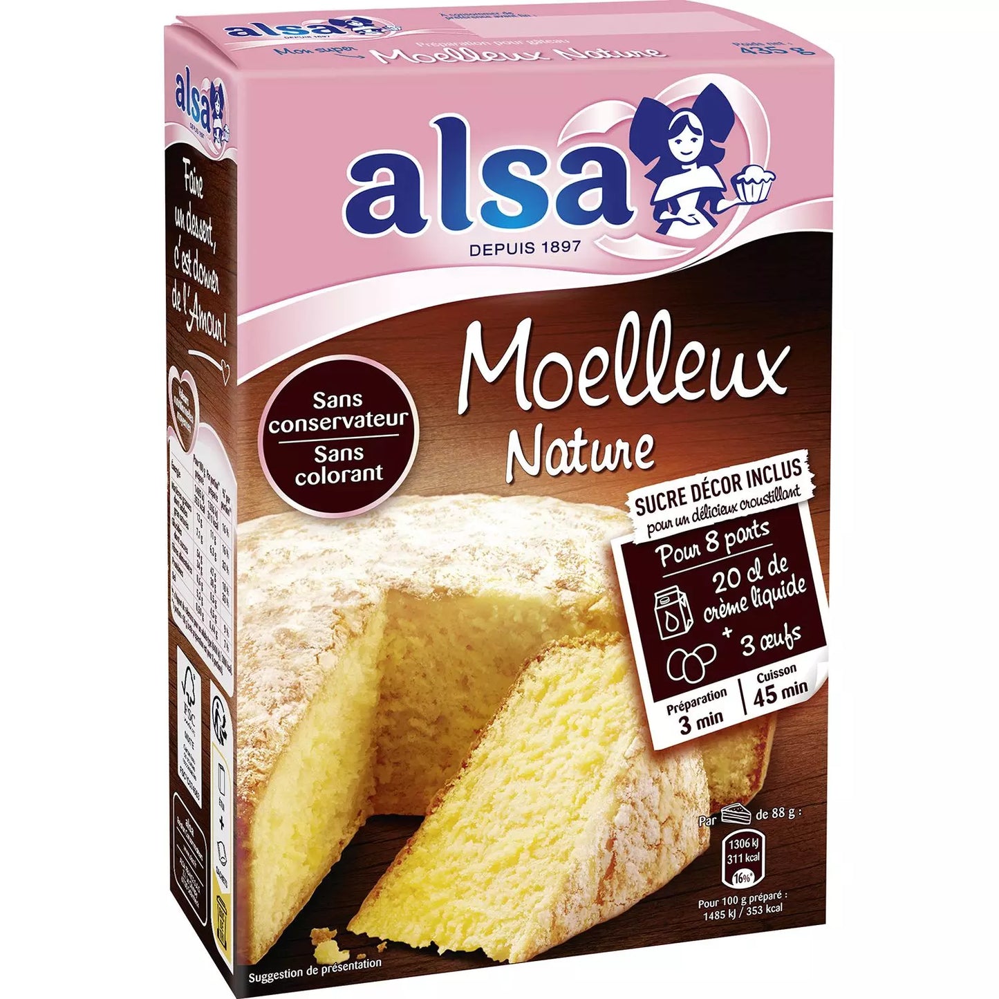 ALSA Préparation pour Gâteau Moelleux Nature 435g