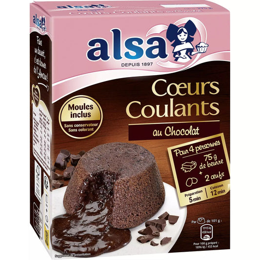 ALSA Préparation pour Gâteaux Cœurs Coulants au Chocolat 275g