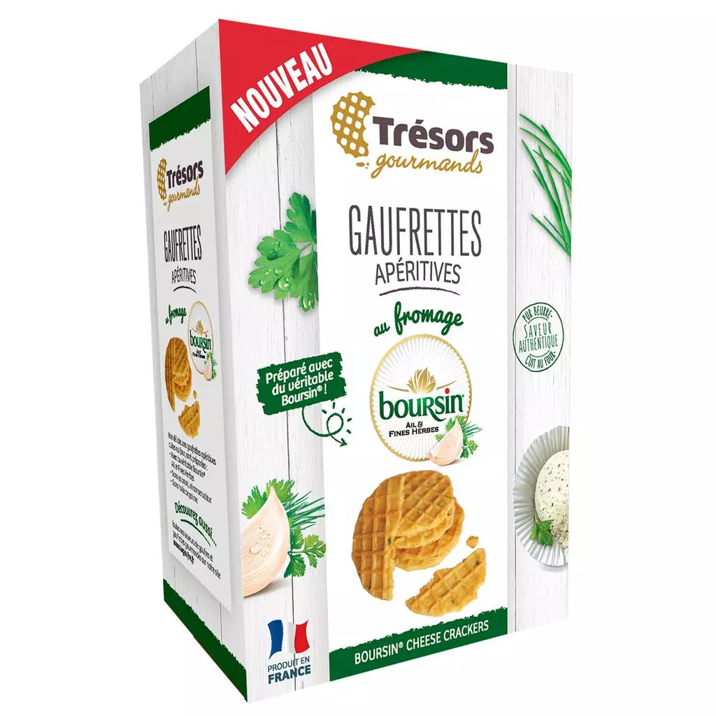 TRESORS GOURMANDS Savory Waffle Appetizers Boursin Garlic & Herbs - 60g