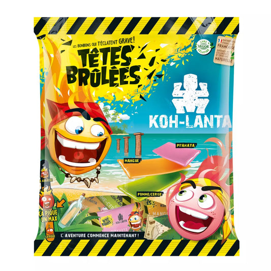 TÊTES BRÛLÉES Sour candies Koh-Lanta Apple, Cherry, Mango & Pitahaya flavor 150g