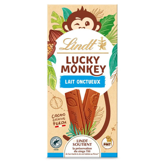 LINDT Lucky Monkey Creamy Milk Chocolate Bar 100g