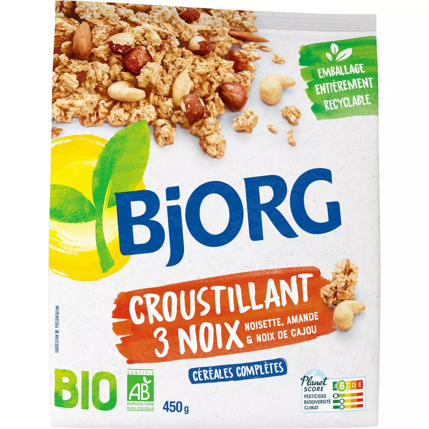 BJORG - Croustillant Bio Céréales 3 Noix 450g