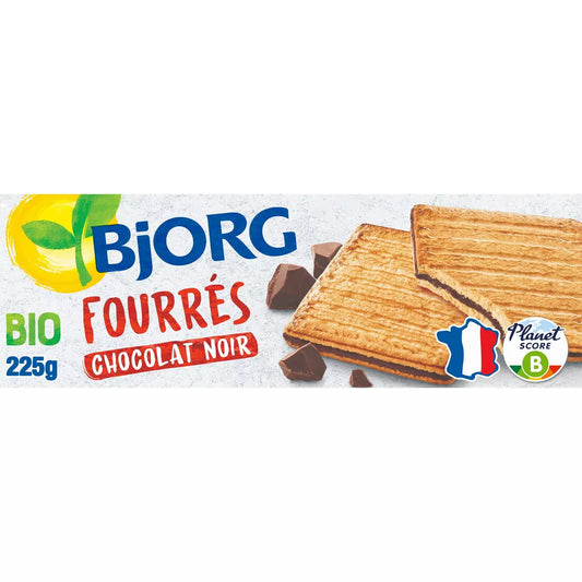 BJORG - Biscuits Bio Fourrés au Chocolat Noir Sachets Fraîcheur 225g