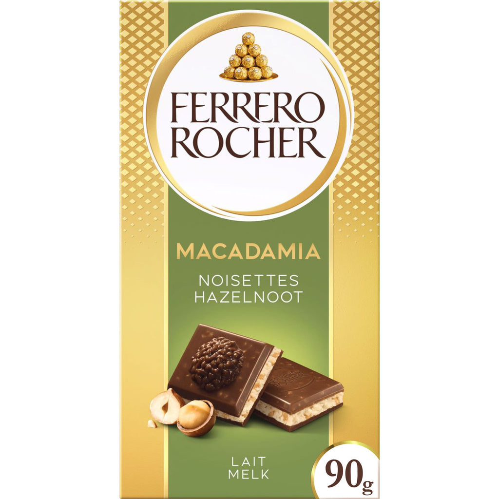 FERRERO Tablette chocolat au lait et noisettes saveur Macadamia 90g