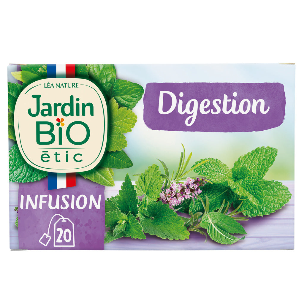 JARDIN BIO Organic Digestion Tea - Lemon Balm Rosemary & Mint (20 Bags)