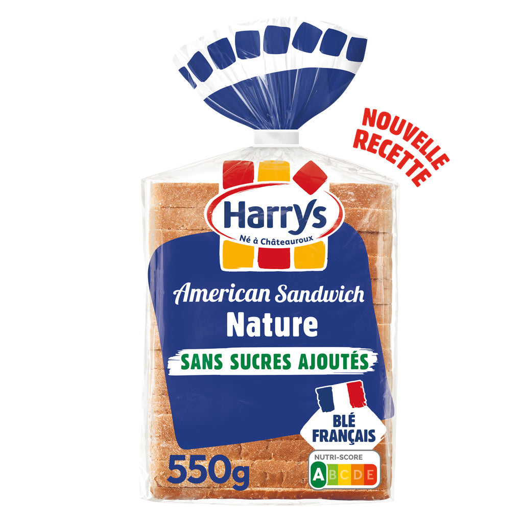 HARRYS Pain de mie nature sans sucres ajoutés - American Sandwich x14 - 550g