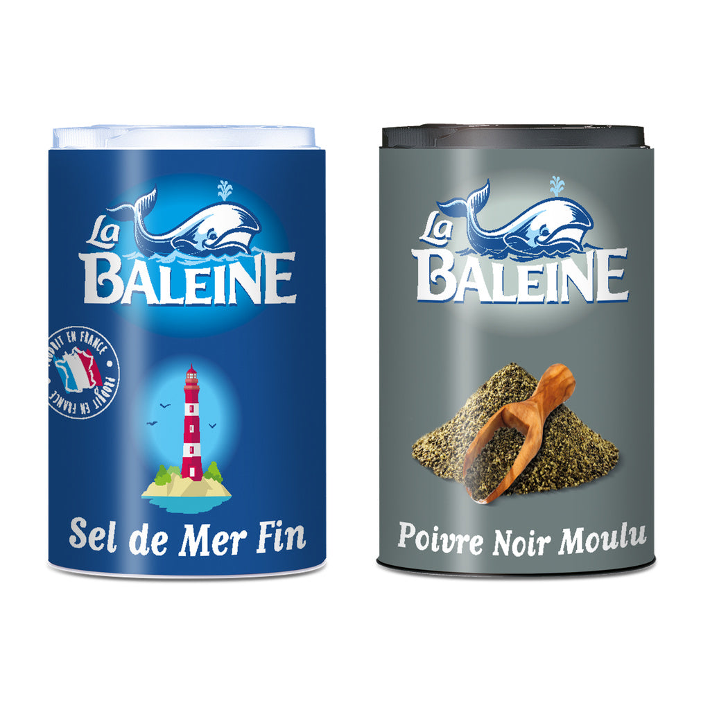LA BALEINE Duo sel de mer fin et poivre noir moulu 50g et 18g