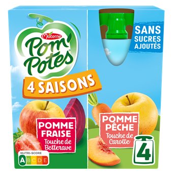 POM'POTES 4 Seasons Compote with No Added Sugars - 360g (4x90)