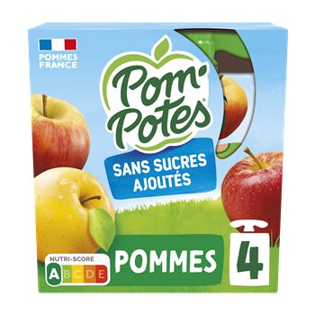 POM'POTES Apple Compote Pouches with No Added Sugars - 360g (4x90)