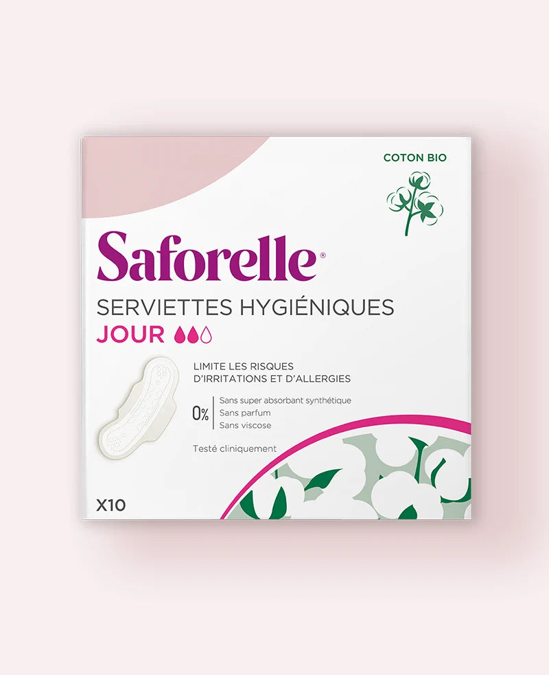 SAFORELLE Serviettes Hygiéniques Jour Coton BIO