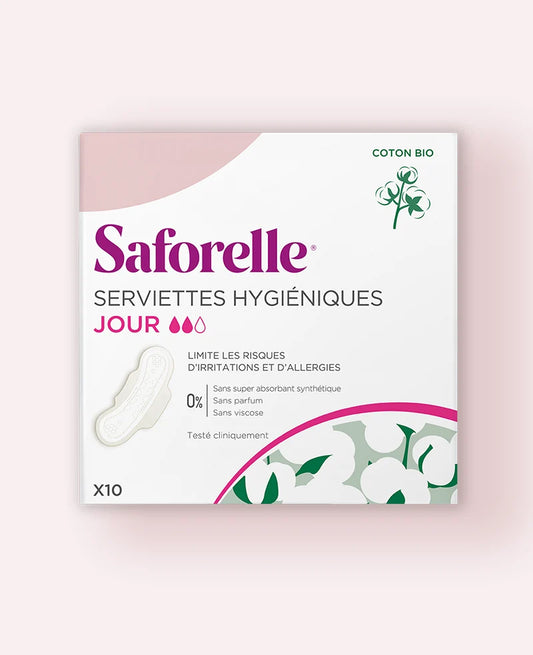 SAFORELLE Serviettes Hygiéniques Jour Coton BIO