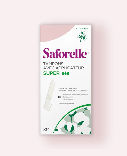 SAFORELLE Tampons avec applicateur Coton Super BIO x14