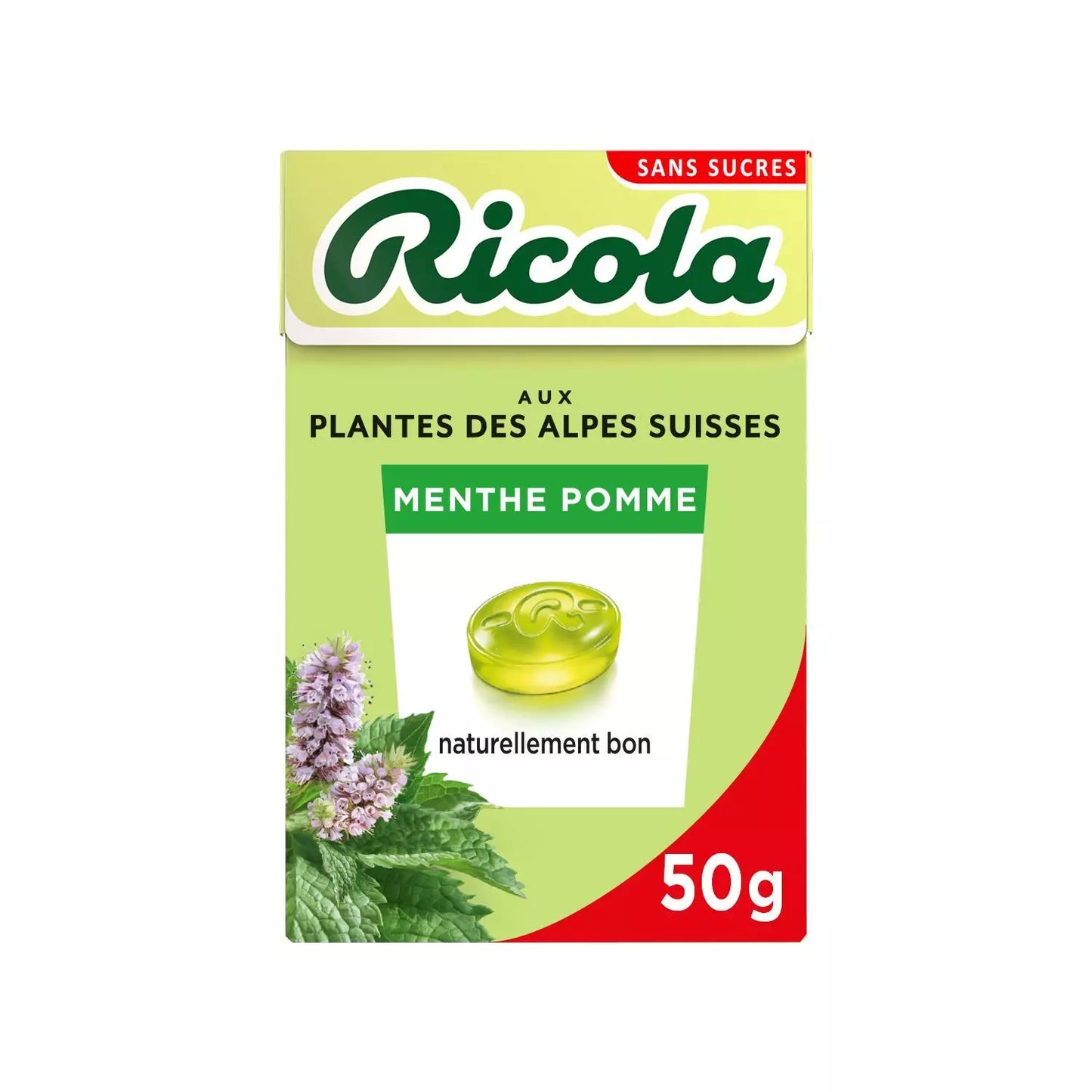 RICOLA Sugar-Free Apple Mint Pastilles Candy with Sweeteners 50g