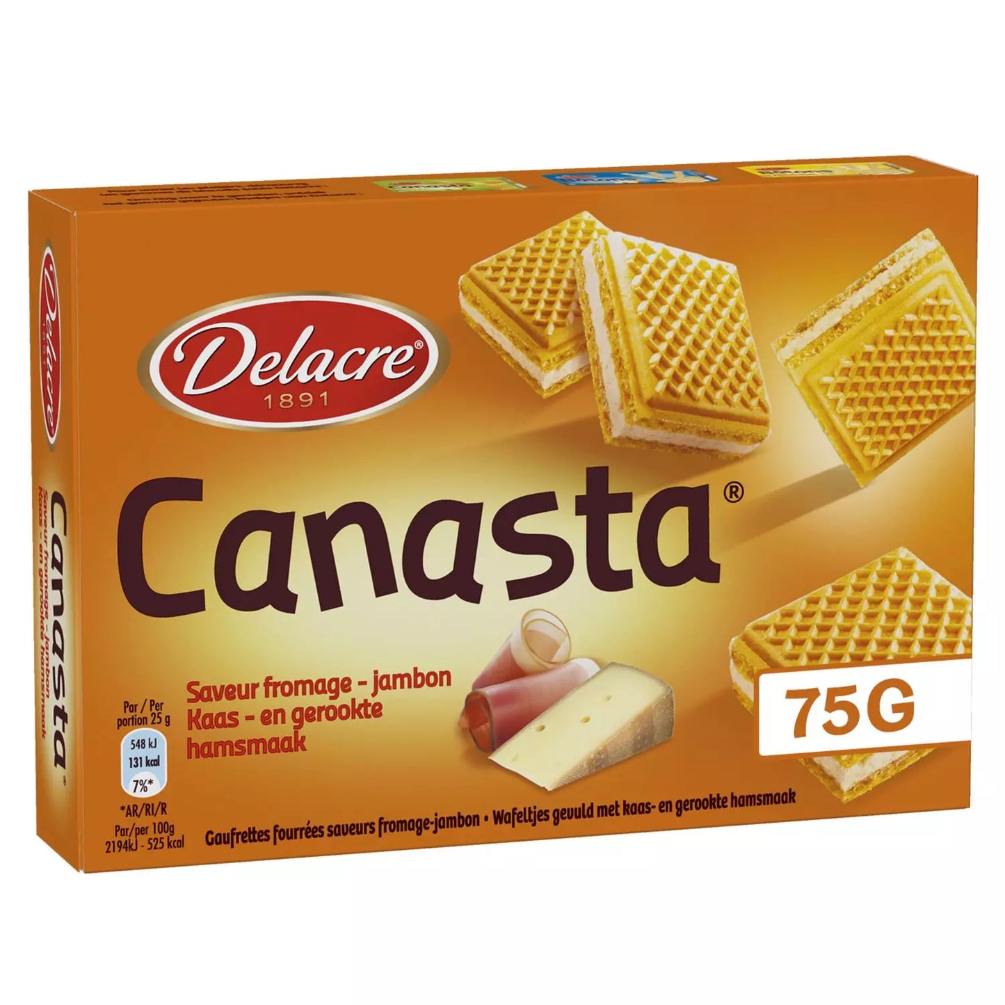 DELACRE Canasta Appetizer Biscuits Smoked Ham Flavored Cheese 75g