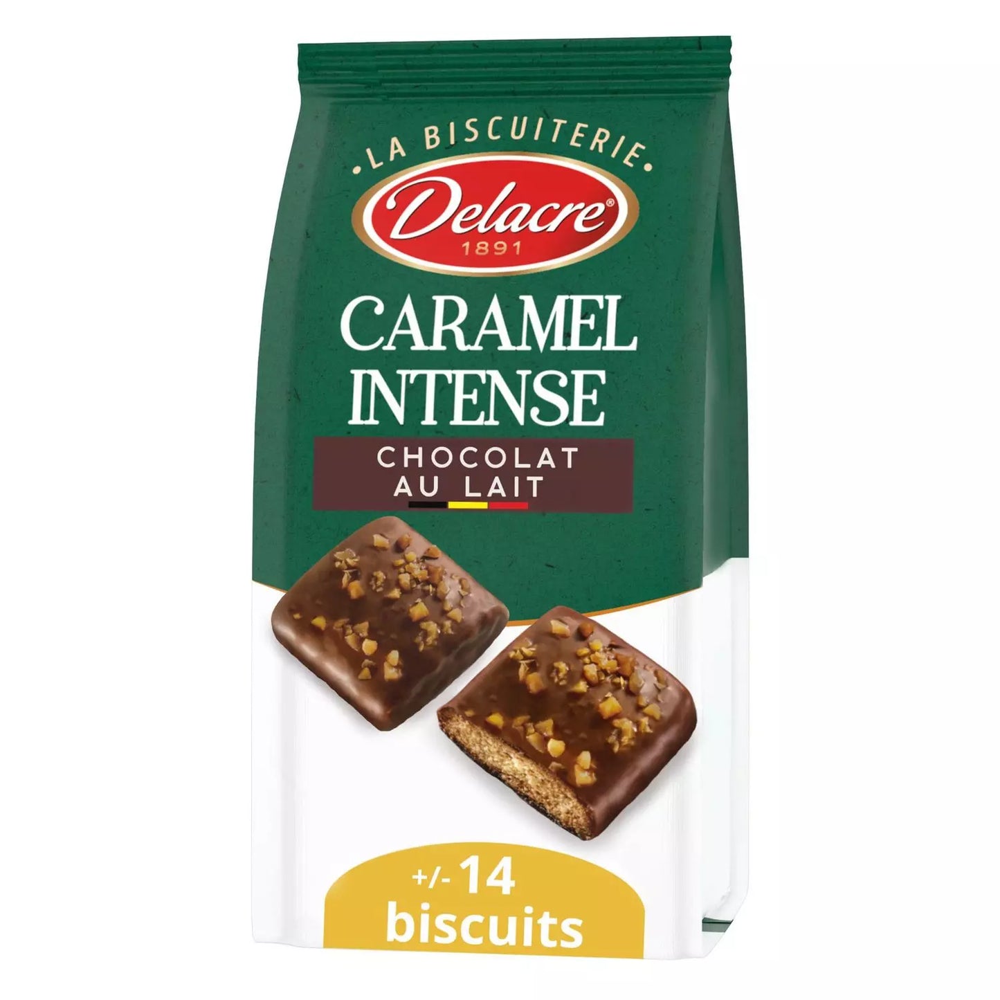 DELACRE Biscuits Milk Chocolate & Intense Caramel 130g