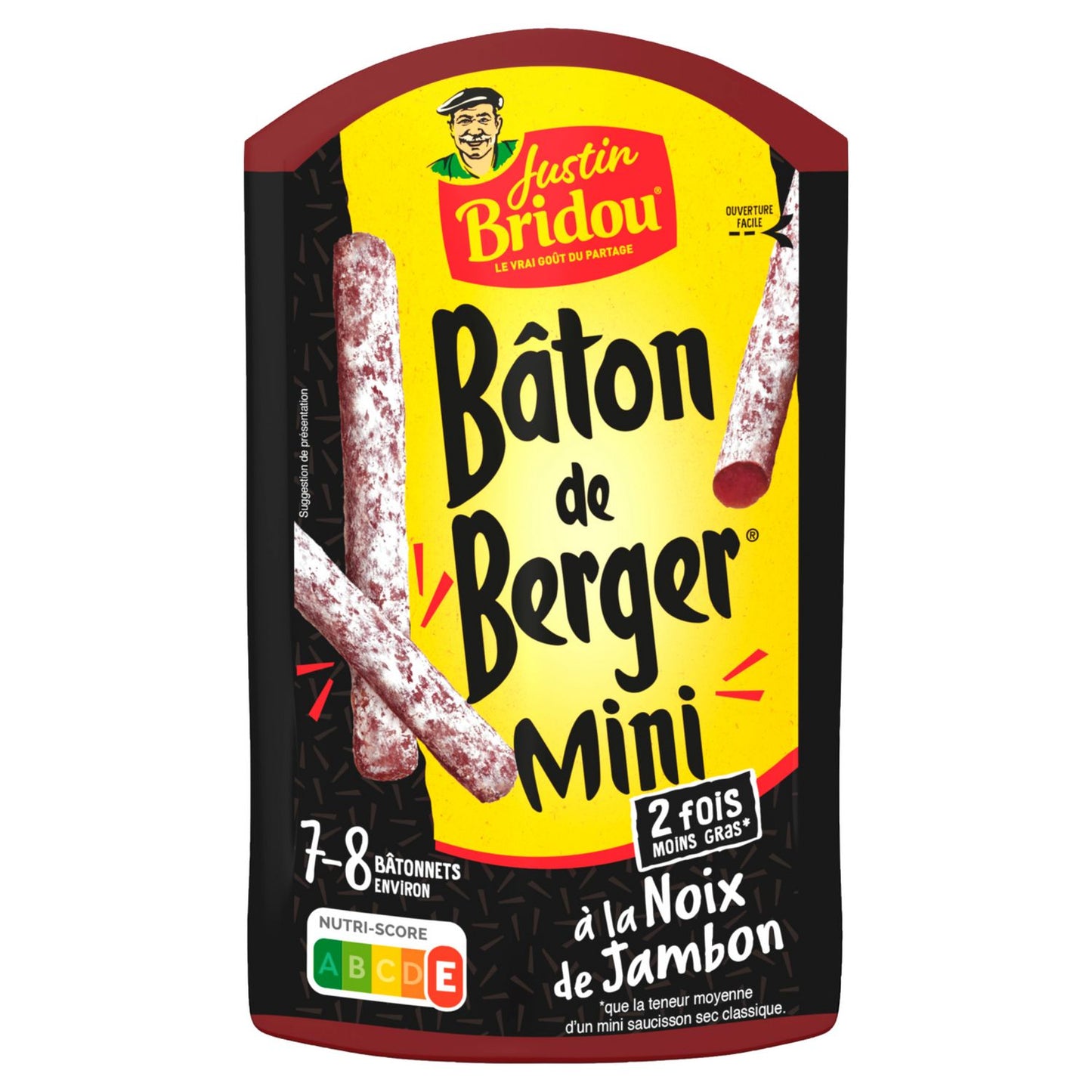 JUSTIN BRIDOU Mini Bâton de Berger à la Noix de Jambon 80g (7-8 sticks)