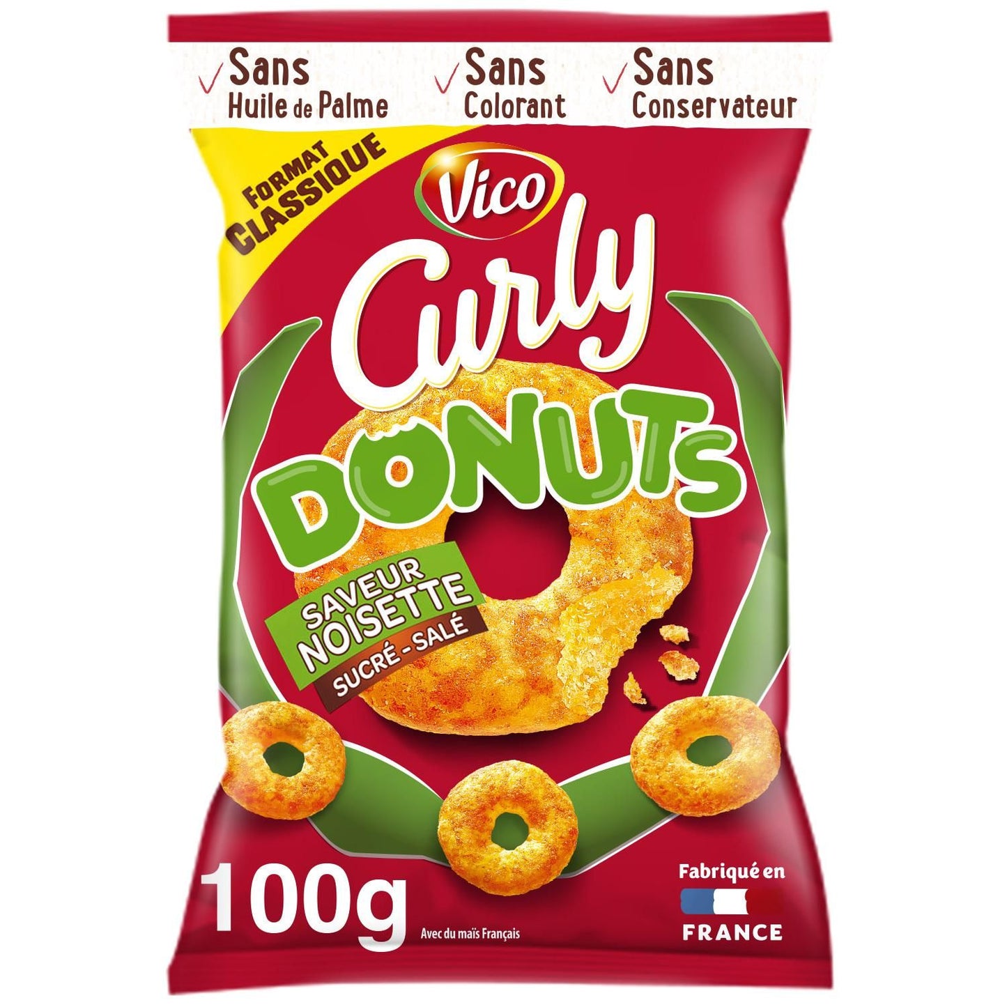 VICO CURLY Donuts Sweet & Salty Hazelnut Flavour Snack 100g