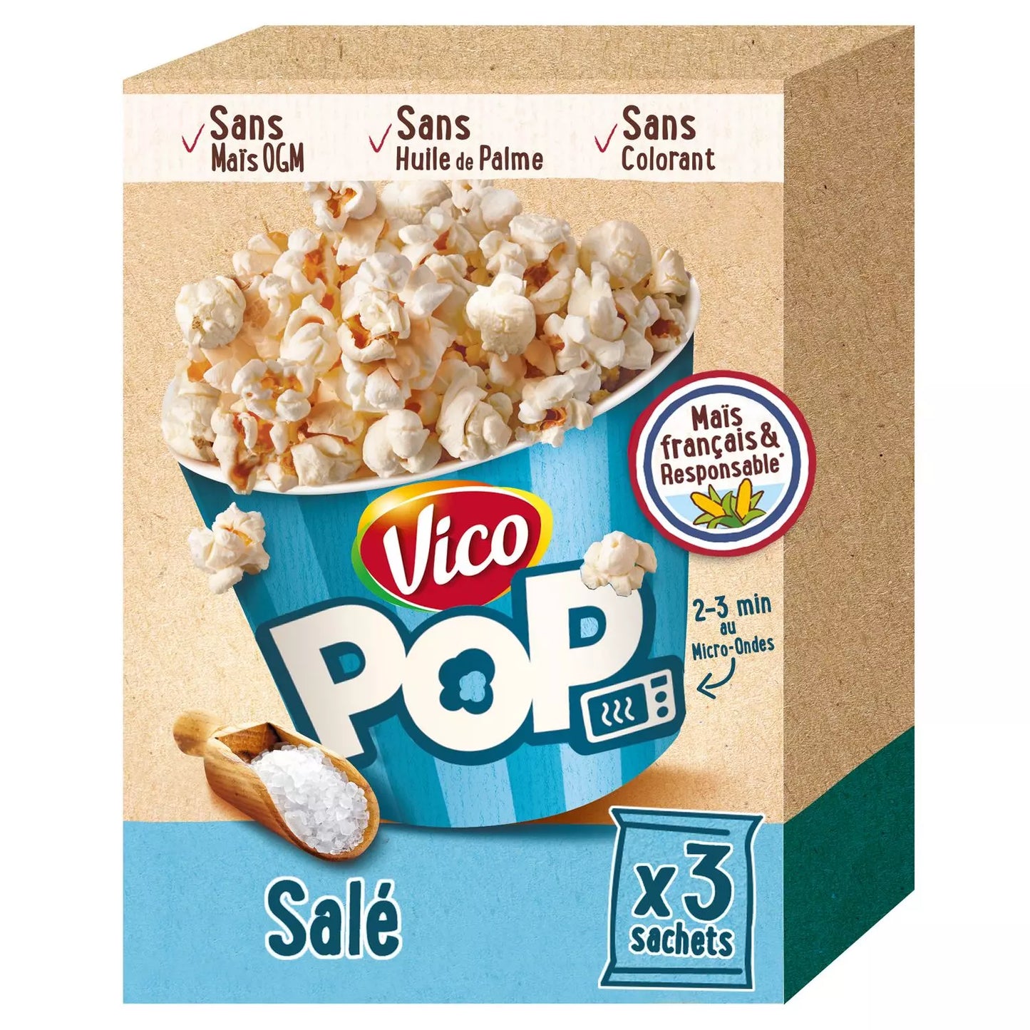 VICO Salted Popcorn – 3x80g (240g total)